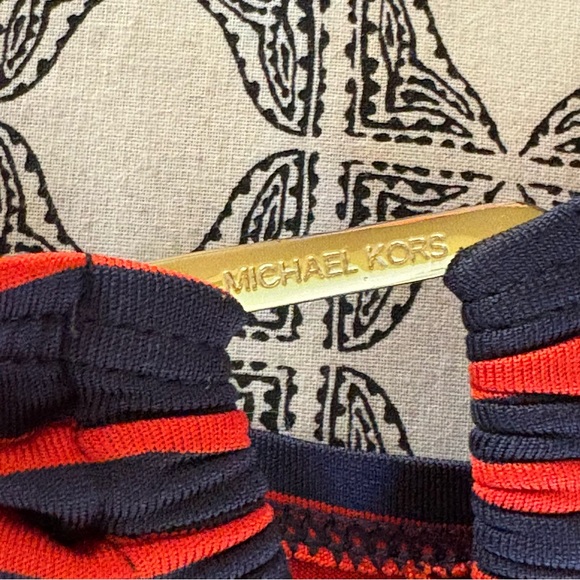 NWOT MICHAEL KORS Red and Navy Ruched Swim Top size L - Picture 7 of 12